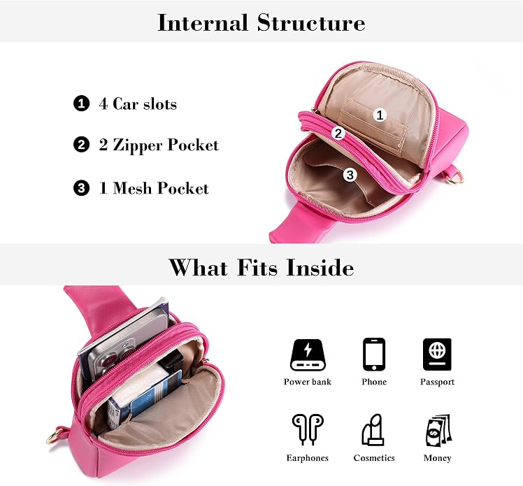 INICAT Small Sling Bag for Women Everyday & Travel Crossbody Bags Lightweight Cross Body Purses Vegan Leather