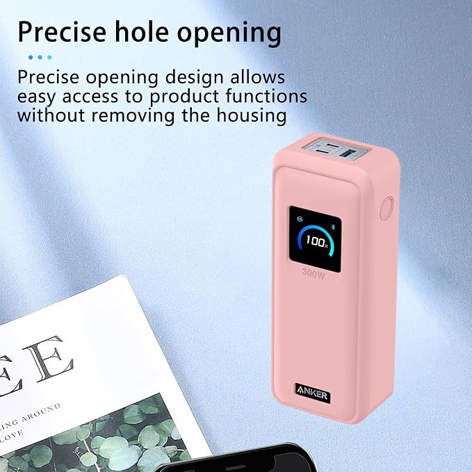 Case for Anker Prime Power Bank(26,250mAh 300W),NOUKAJU Silicone Protective Case,Drop-Proof,Scratch-Proof,Shock-Proof,Dust-Proof,Protective Cover for Anker Prime 26,250mAh Power Bank 300W(Pink)