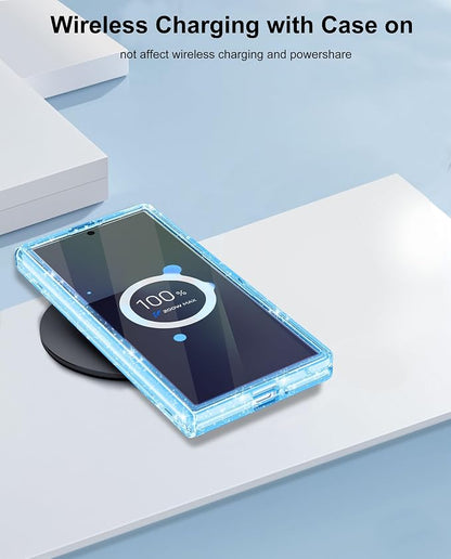 Btscase for Samsung Galaxy Z Fold 8 Ultra Case,Built in Front Screen Protector,[Compatible with MagSafe] Marble Hard PC Slim Shockproof Full Body Drop Protective Case for Z Fold 8 Ultra, Blue Glitter
