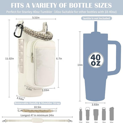 Magnetic Gym Bag for Men Women, Water Bottle Carrier Holder with Strap for Stanley, Small Bag Accessories pouch with N52