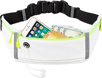 Running Belt, Slim Fanny Packs for Women Men, White Waist Pack Running Fanny Pack Phone Holder for Running Hiking Cycling Sports