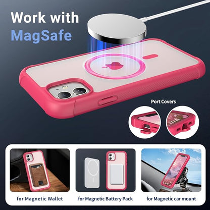 jaroco Magnetic for iPhone 11 Case, [Compatible with MagSafe][Military Grade Drop Protection][Heavy Duty Protection][Non-Slip][Shockproof] 2-Layer Durable Bumper Phone Case 6.1''-Rose
