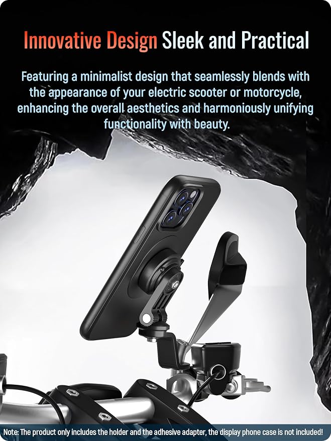sincetop Motorcycle Rearview Mirror Phone Mount - Series Q [ Quad ] - Motorbike Phone Holder,Quick Release Aluminum Moto ATV Scooter Cell Phone Stand