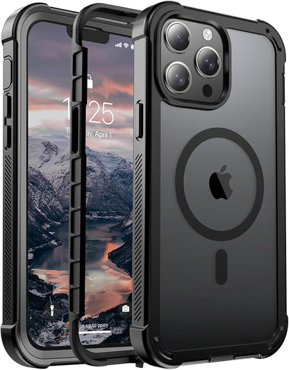 jaroco Magnetic for iPhone 13 Pro Max Case, [Compatible with MagSafe][Military Grade Drop Protection][Heavy Duty Protection][Non-Slip][Shockproof] 2-Layer Durable Bumper Phone Case 6.7''-Black