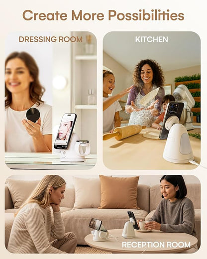3 in 1 Charging Station for Apple Devices,Qi2 Mag-Safe Charger Stand & Light,Fast Wireless Charging Station for iPhone 17/16/15/14/13/12& AirPods & iWatch &Pixel 10 & Samsung Galaxy Watch(30W Adapter)