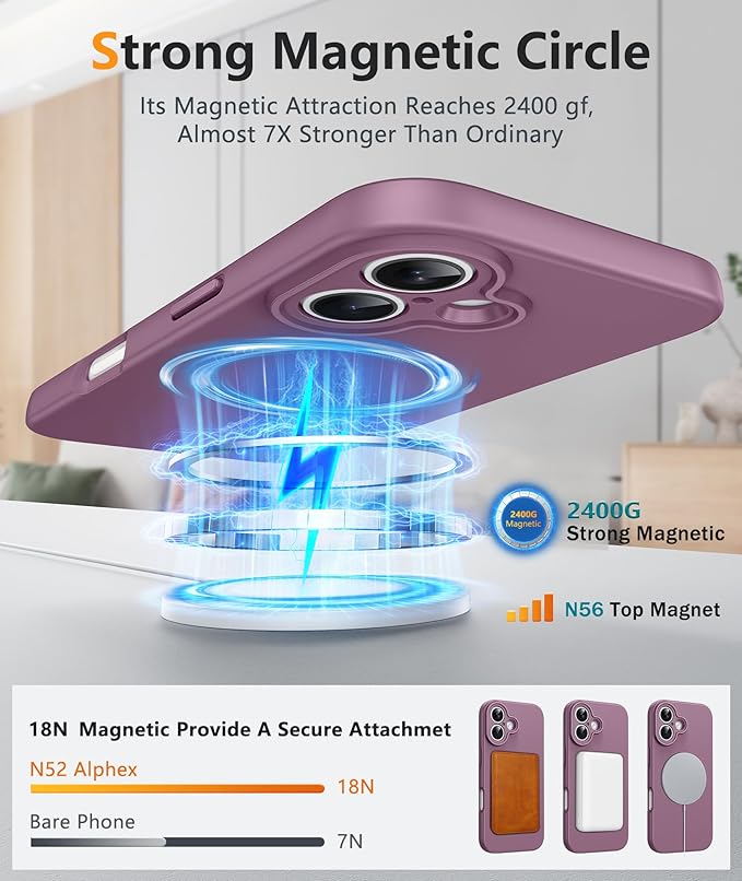 FNTCASE for iPhone 17 Case: [Compatible with Magsafe] Integrated Silicone Phone Cases with [Full Camera Protection] [Screen Protector] Military Grade Shockproof Protective Cover