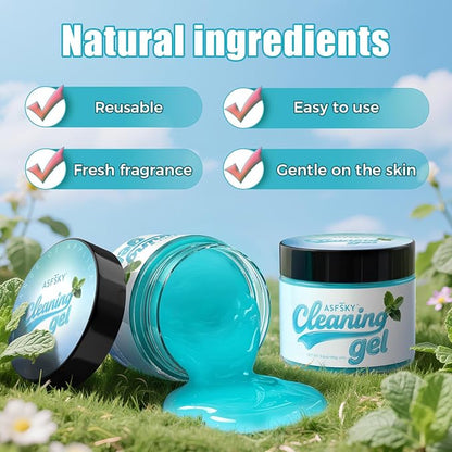 ASFSKY Car Cleaning Gel (Blue,Mint) Cleaning Putty Universal Dust Cleaning Car Interior Cleaner Keyboard Dust Remover Car Slime Gifts for Men Women Girl（1 Pack）