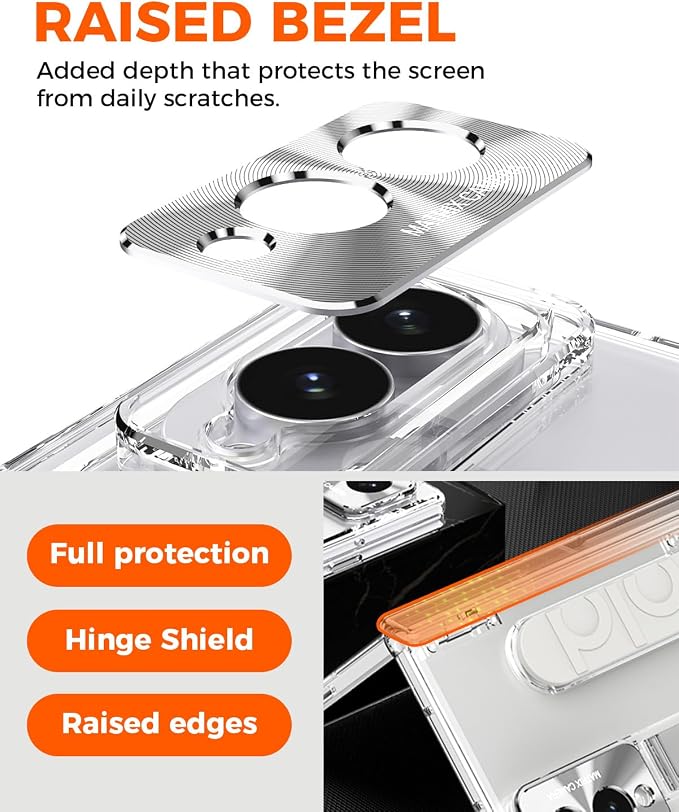 NINKI Transparent Cover for Samsung Galaxy Z Fold 8 Case with Strap & Screen Protector, Shockproof Full Body Hinge Protection + Stand for Galaxy Fold 8 Cover Slim Grip for Samsung Z Fold 8 Case Clear