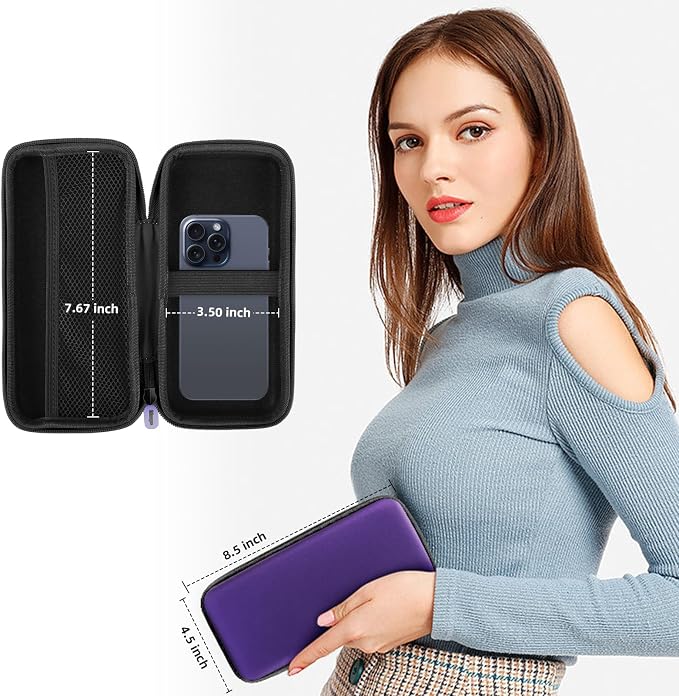 iMangoo Travel Essential Electronics Organizer Pouch Charger Case, Shockproof Dual Zipper Power Bank Cables Tech Accessories Purse, Men & Women Travel Must Have Storage Bag, 8.5x4.5x2 inch Purple