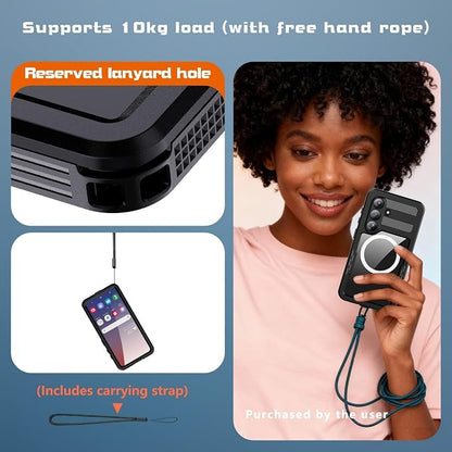 Omio Designed for Galaxy S26 Waterproof Case Compatible with MagSafe, Magnetic Waterproof Full Body IP68 Underwater Case Built-in Screen Protector Military Grade Shockproof Case for Men Women Black