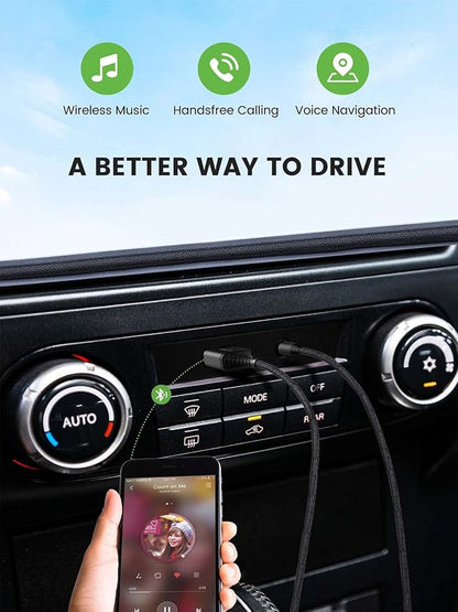 Aux Bluetooth 5.2 Car Adapter, USB Powered 3.5mm Jack, Handsfree Call, Music Streaming for Trucks Hi-Fi Home Stereo Systems