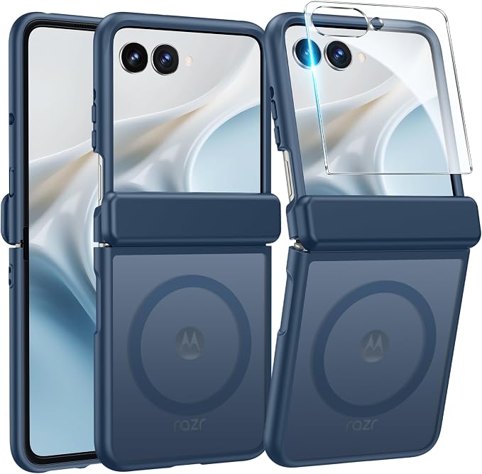 FNTCASE for Motorola Razr 2026/2025 Case, Fit for Magsafe, Hinge Protection | Screen Protector, Translucent Matte Magnetic Back, 18FT Military Grade Drop Proof, Protective Phone Cover, Blue