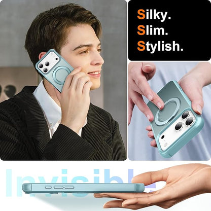 360° Magnetic Swivel Ring for iPhone 17 pro max case, Built-in Metal Stand and Ring Holder, Magsafe Compatible, Military Grade Protection, Shock and Vibration Resistant-Lake Blue