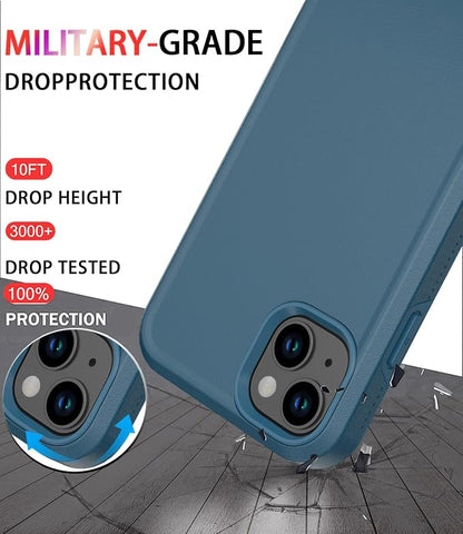 Diverbox for iPhone 14 Case [Shockproof] [Dropproof] [Tempered Glass Screen + Camera Lens Protector],Heavy Duty Protection Phone Case for Apple iPhone 14 (Blue-2in1)