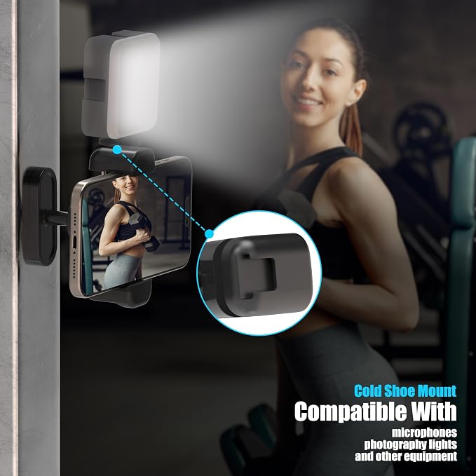 Magnetic Phone Holder for Gym Golf Cart Powerful Magnetic Base Works on Any Metal Surface Ideal for Workout Recording 360° Rotatable Gym Magnet Phone Mount Cradles Compatible with 4-7" Phones