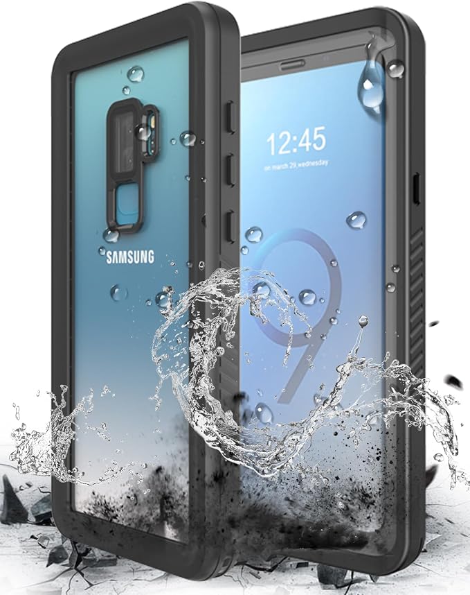 Hualele Galaxy S9 Plus Case Waterproof, Built in Lens & Screen Protector Rugged Full Body Heavy Duty Protective Shockproof IP68 Underwater Cover for Samsung Galaxy S9+ Black