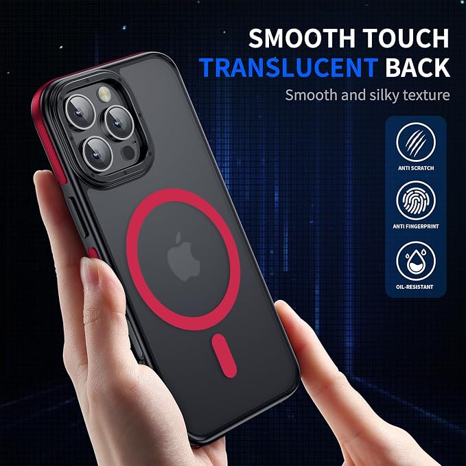 Strong Magnetic for iPhone 16 Pro Max case [10Ft Military-Grade Protection] Compatible with fit MagSafe Shockproof Slim Thin Cover case for iPhone 16 Pro Max 6.9 inch, Bumper Red