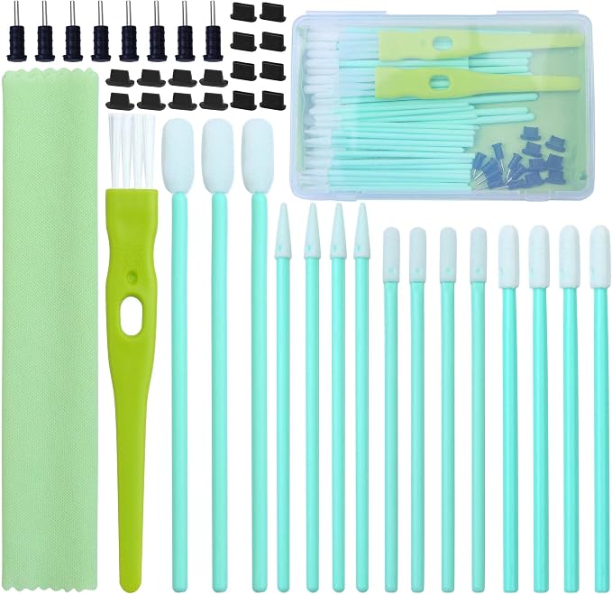 Aneco 68 Pieces Cell Phone Cleaning Kit Brush Set USB Charging Port Type C Anti Dust Port Plug Set and Headphone Jack Cleaner Compatible with iPhone, iOS Android, Cell Phone, Electronics Cleaner