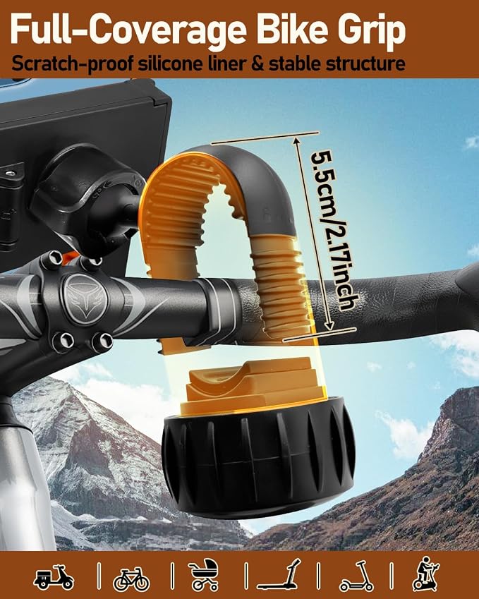 Bike Phone Holder, Bicycle Phone Mount Handlebar Motorcycle Phone Mount 3S Quick Install Bicycle Scooter Phone Clip, for iPhone 16 Pro Max, 15 14 13, Galaxy S25 Ultra, 4.5-7" Phones