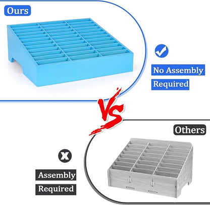 36-Grid Wooden Cell Phone Holder Desktop Organizer Storage Box for Classroom Office (Blue 36-Grid)