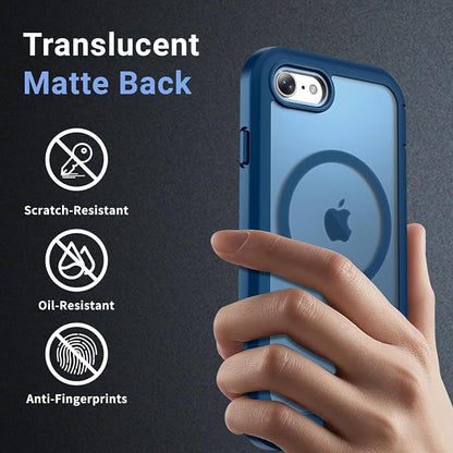 jaroco Magnetic for iPhone SE Case 3rd/2rd,iPhone 8/7 Case, [Compatible with MagSafe][Military Grade Drop Protection][Heavy Duty Protection][Non-Slip] 2-Layer Bumper Phone Case 4.7''-Deep Blue