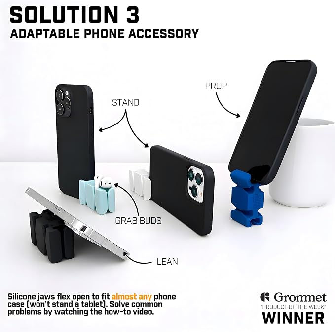 CordBrick Silicone & Steel Weighted Cord Holder for Nightstand. Travel Phone Charger Organizer. Useful iPhone Accessory. Small Gift for Guys, College Students. Tech Gadget for Teens, Men. Gray