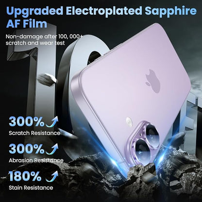 Uyiton Compatible with iPhone 17 Camera Lens Protector - [Not Easy to Break][Strong Adsorption][Case-Friendly] Metal Tempered Glass Rear Camera Screen Cover - Lavender