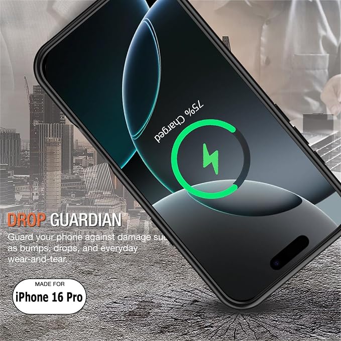 Battery Case for iPhone 16 Pro, Upgraded 10000mAh Rechargeable Portable Charging Case with Wireless Charging Compatible for iPhone 16 Pro (6.3 inch) with Carplay Battery Pack Charger Case (Black)