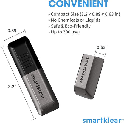SmartKlear Smart Phone Screen Cleaner - Compatible with iPhones, Androids, and More - Cleaner with Carbon Microfiber Tech-Black Rubber & Silver Metallic-1 Count (Pack of 1)