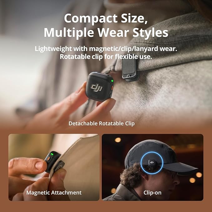 DJI Mic 3 (1 TX + 1 RX), Wireless Lavalier Mic for iPhone/Camera/Android, Ultralight, Extended Operating Time & Fast Charging, 1312ft (400m) Transmission, Noise Cancelling, Vlog, Streaming