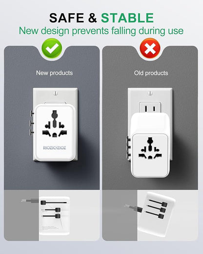 70W Universal Travel Plug Adapter,7-Port PD&QC Fast Charging Power Adapter(2AC&2USB-A&3USB-C),Worldwide Outlet Wall Charger for USA/EU/UK/AUS Over 200 Countries-Type C/A/G/I