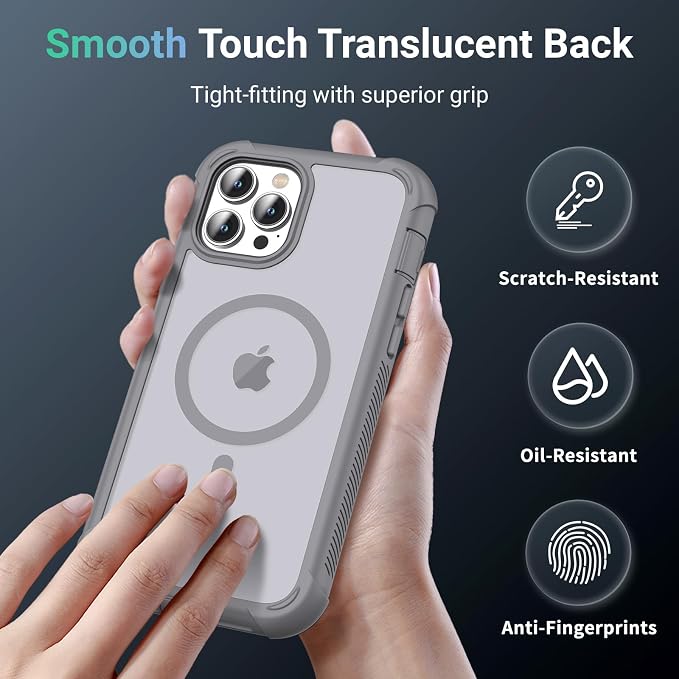jaroco Magnetic for iPhone 12 Pro Max Case, [Compatible with MagSafe][Military Grade Drop Protection][Heavy Duty Protection][Non-Slip][Shockproof] 2-Layer Durable Bumper Phone Case 6.7''-Gray