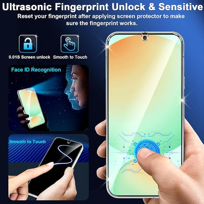 3 Pack for Samsung Galaxy S24 FE Screen Protector Tempered Glass + 3 Pack Camera Lens Protector, Military Grade Shatterproof, 9H Hardness, Fingerprint Unlock, Case Friendly 6.7 Inch