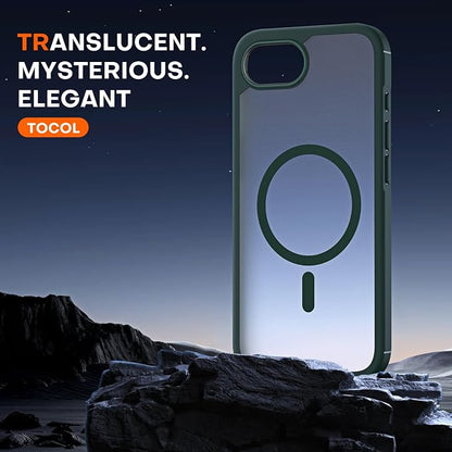 TOCOL Magnetic for iPhone 16e Case, Upgraded Full Camera Protection, Compatible with Magsafe, Drop Protection, Translucent Matte Back Bumper for iPhone 16e 6.1-Inch (Alpine Green)