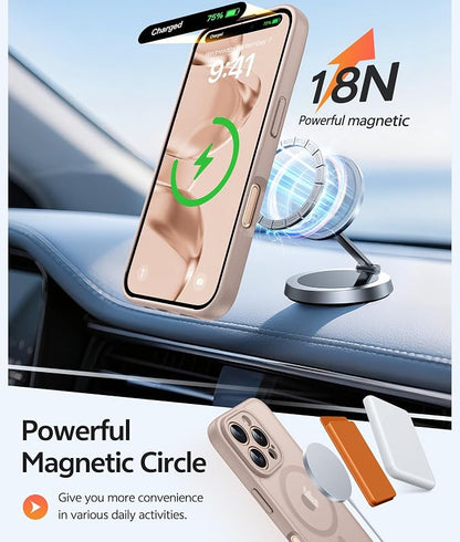 FNTCASE for iPhone 16 Pro Case: [Compatible with Magsafe] Translucent Matte Cases with [Full Camera Protection] [Screen Protector] Military Grade Shockproof Protective Phone Cover - Desert Gold