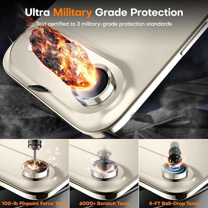 Camera Lens Protector for iPhone Air, Sapphire Glass Metal Individual Camera Cover Screen, Anti-drop, Case Friendly- Light Gold