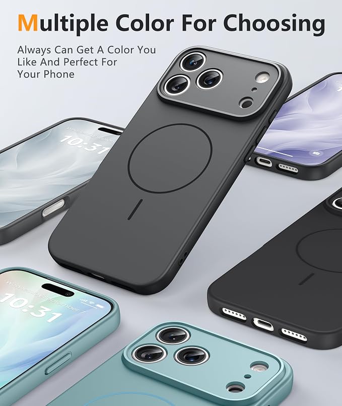 FNTCASE for iPhone 17 Pro Max Case: [Compatible with Magsafe] Integrated Silicone Phone Cases with [Full Camera Protection] [Screen Protector] Military Grade Shockproof Protective Cover - Full Gray