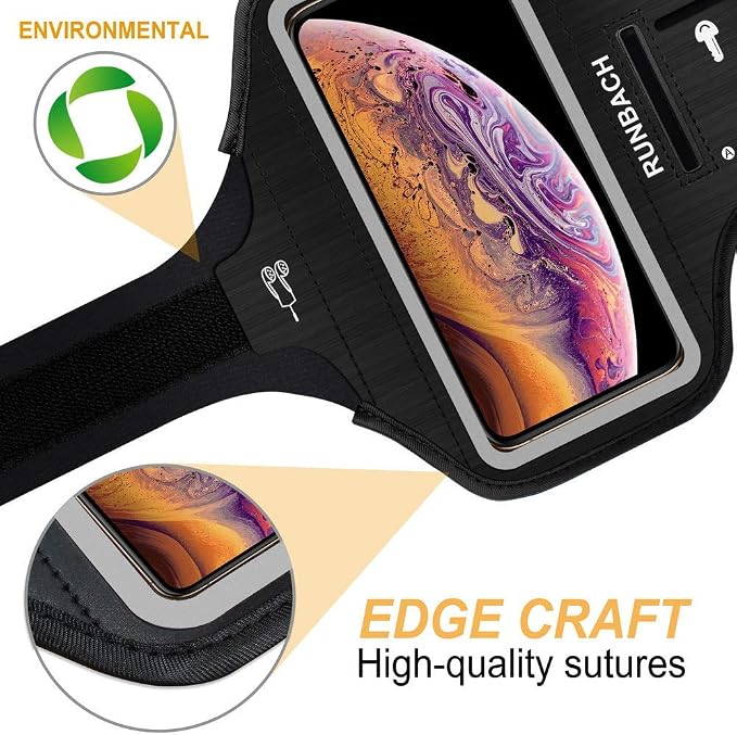 Armband for iPhone 16 Pro Max/16 Plus/15 Pro Max/15 Plus/iPhone 14 Pro Max/14 Plus/13 Pro Max/12 Pro Max/11 Pro Max/Xs Max,Running Exercise Arm Band with Card Slot for iPhone Max (Black)