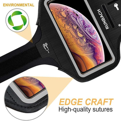Armband for iPhone 17/17 Pro/16/16 Pro/15/15 Pro/14/14 Pro/13/13 Pro/12/12 Pro/11/XR,Sweatproof Running Exercise Bag with Card Slot for iPhone 16,15,14,13,12,11,iPhone XR(Black)