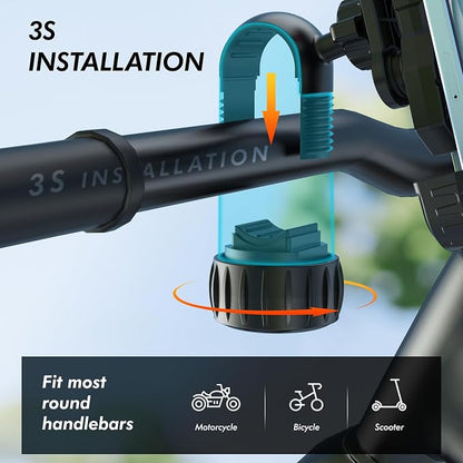 Motorcycle Phone Holder - [Metal Tie Rod] with Vibration Dampener, Adjustable Handlebar Bike Cell Phone Mount, Motorcycle Bicycle E-Bike Scooter Fit iPhone 16/15/14/13 Pro Max, 4.7-7.0" Phones