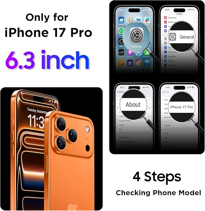 Temdan Compatible with iPhone 17 Pro Case,Waterproof Built-in Screen & Camera Protector IP68 Underwater Full Body 17FT Military Dropproof Shockproof Phone Case 6.3"-Orange/Clear