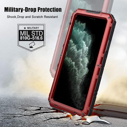 Beasyjoy for iPhone 11 Pro Max Case Waterproof Metal Case Heavy Duty Built-in Screen Full Body Protective Shockproof Military Grade Red