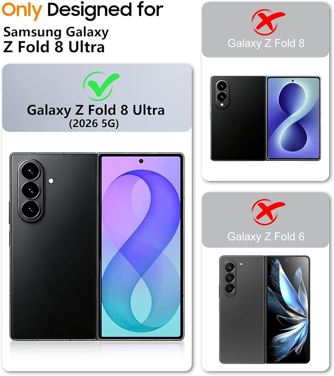 SPIDERCASE Magnetic for Samsung Galaxy Z Fold 8 Ultra Case,Built-in [Screen Protector] [Hinge Protection] [Kickstand] Full Body Protective Phone Case for Z Fold 8 Ultra - Blue