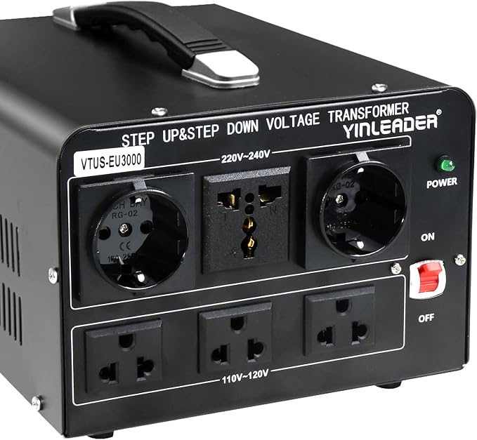 Yinleader 3000W Voltage Converter Transformer(110V to 220V,220V to 110V) | Step Up/Down Converter 110/120 Volt - 220/240 Volt w/US Standard Power Cord,Circuit Breaker Protection (VTUS-EU3000)