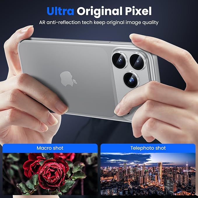 WSKEN for iPhone 17 Pro Max Camera Lens Protector, [Military Grade Shatterproof] [Strong Adhesion] Metal Aluminum Alloy Tempered Glass Camera Screen Protector, Silver