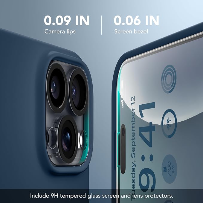 GONEZ Magnetic for iPhone 16 Pro Max Case, Compatible with MagSafe, Liquid Silicone Case, with Screen Protector + Camera Protector, Full Body Protective Shockproof Phone Cover 6.9", Dark Blue