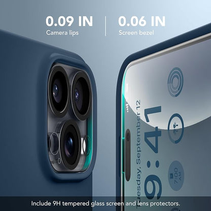 GONEZ Magnetic for iPhone 16 Pro Max Case, Compatible with MagSafe, Liquid Silicone Case, with Screen Protector + Camera Protector, Full Body Protective Shockproof Phone Cover 6.9", Dark Blue