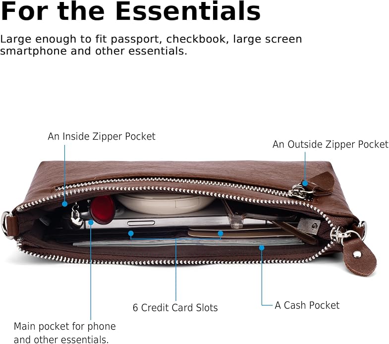 befen Genuine Leather Wristlet Clutch Wallet Purses Small Crossbody Bags for Women with RFID Blocking Card Slots