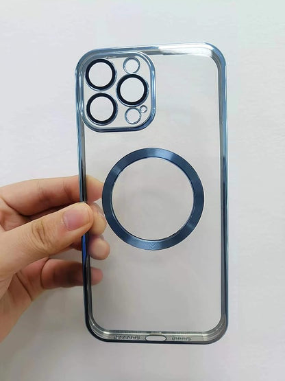 Luxury Plating Clear Magnetic Wireless Charge Case for iPhone 14 Series Soft Silicone Cover (iPhone 14 Pro Max)