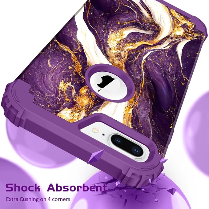 Hocase Heavy Duty Shockproof Protection Hard Plastic+Silicone Rubber Hybrid Protective Case for iPhone 7 Plus/iPhone 8 Plus - Midnight Purple